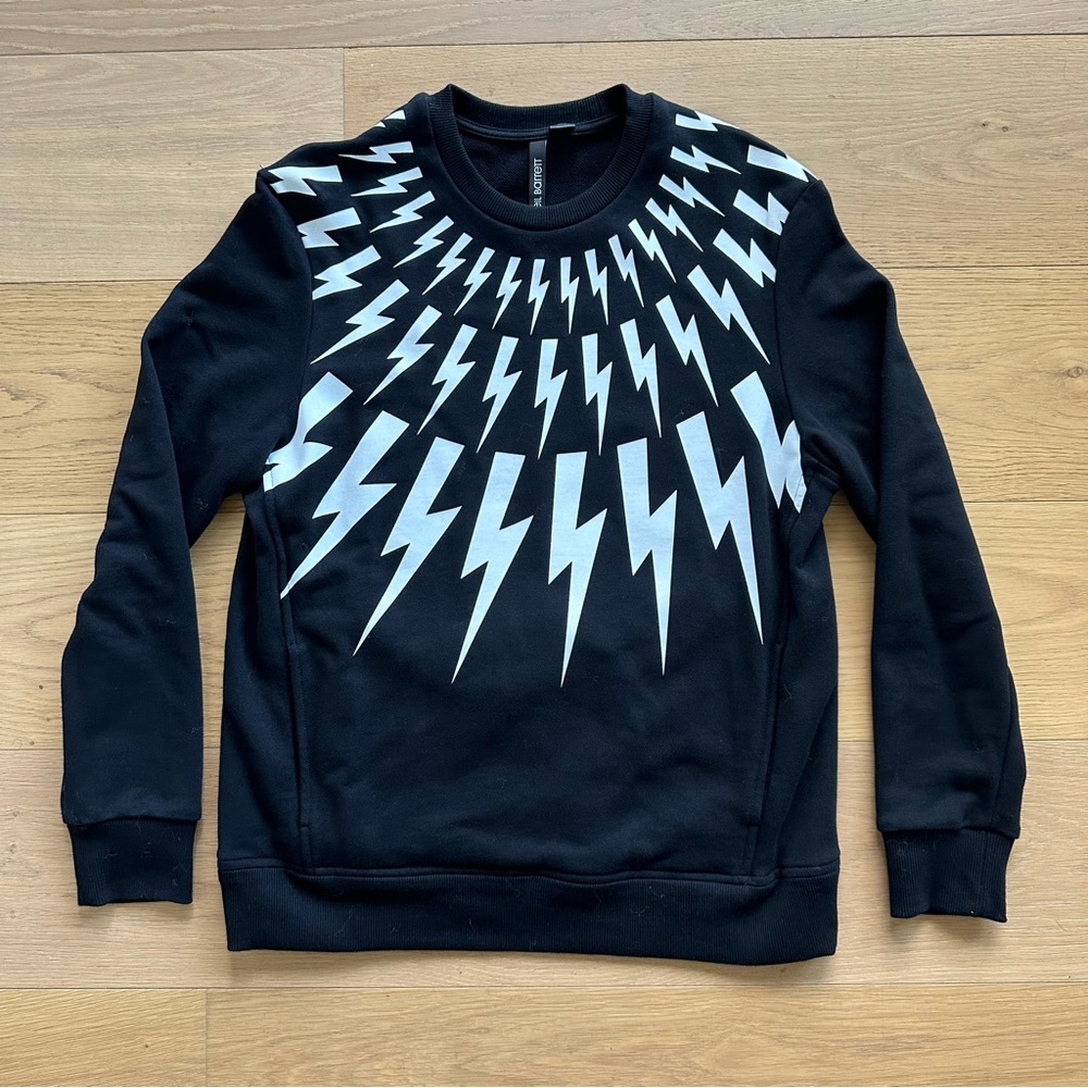 Neil Barrett Black Thunderbolt Pullover with Pockets